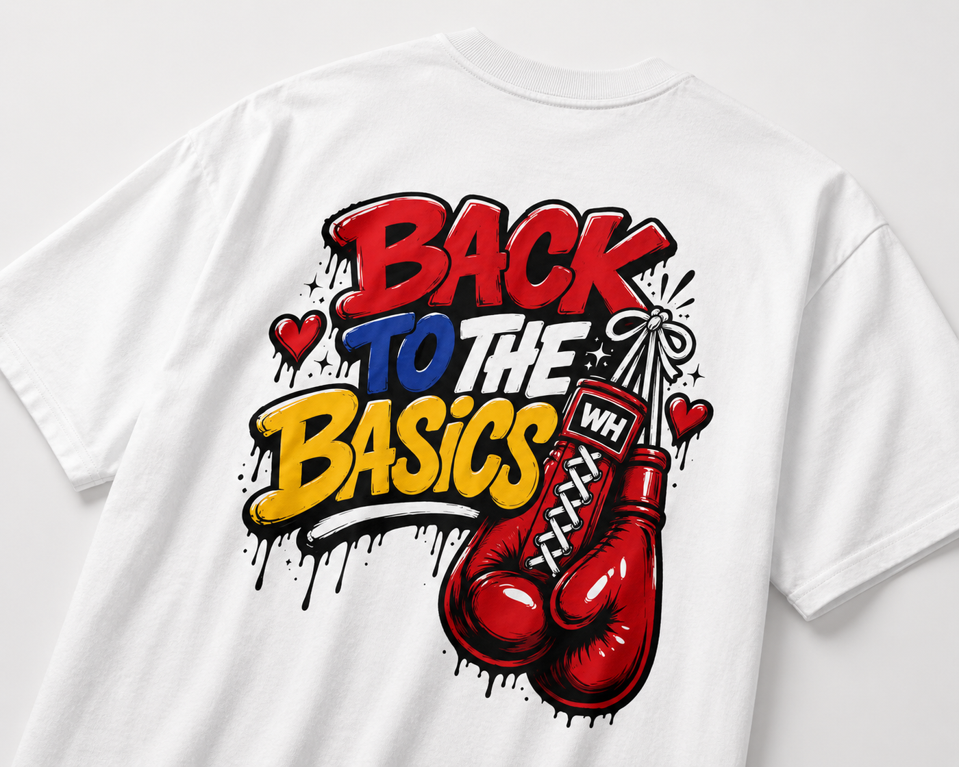 Close-up of Back to the Basics boxing graphic
